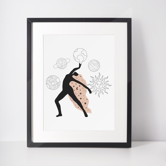 Wall Art Bohemian Woman Silhouette Celestial Print Poster Illustration Unframed - Picture 5 of 6